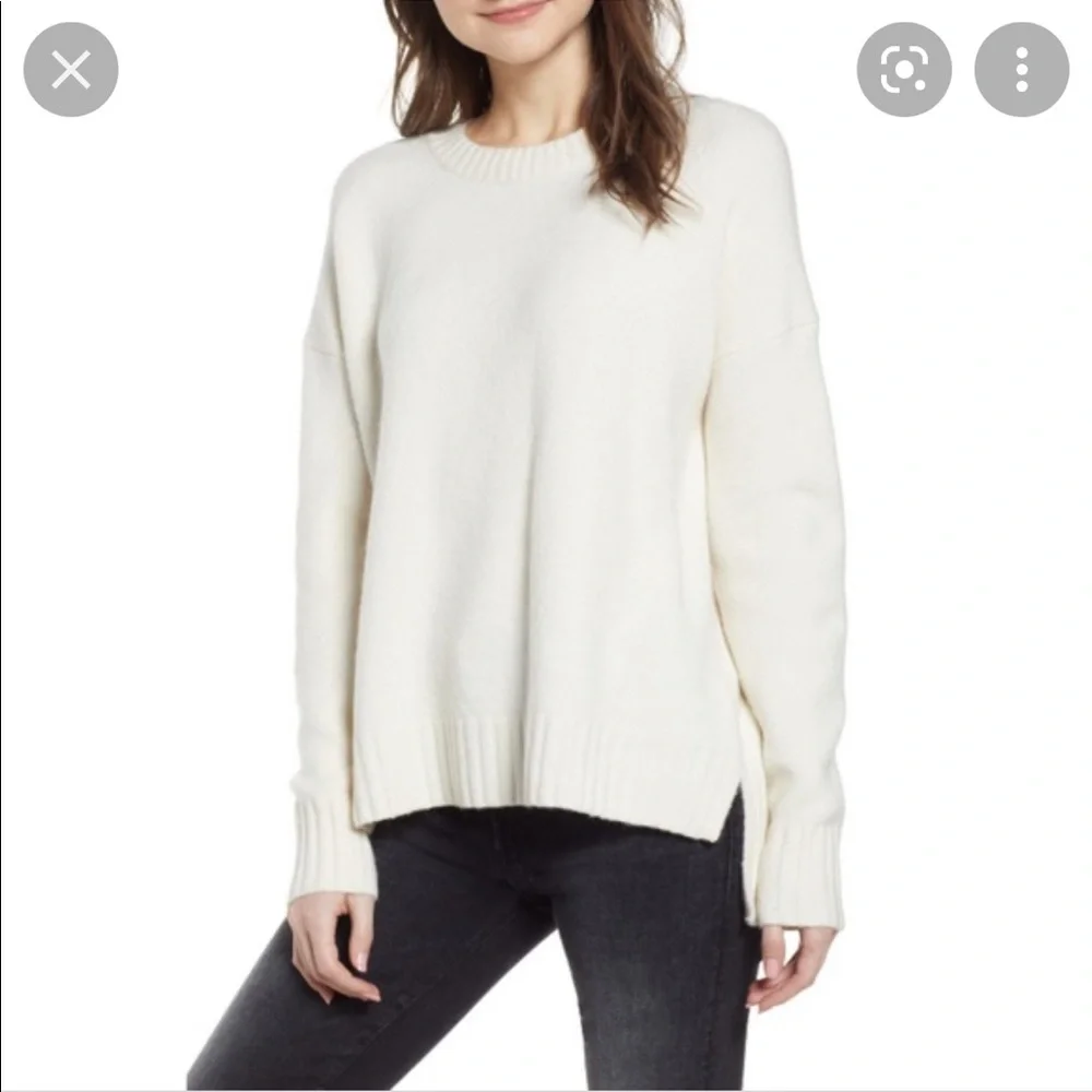 J. Crew Size XS Oversize Cream Wool Alpaca Crewneck Long Sleeve Sweater